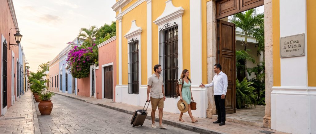 Huéspedes recibidos en una casa de hospedaje en el centro histórico de Mérida